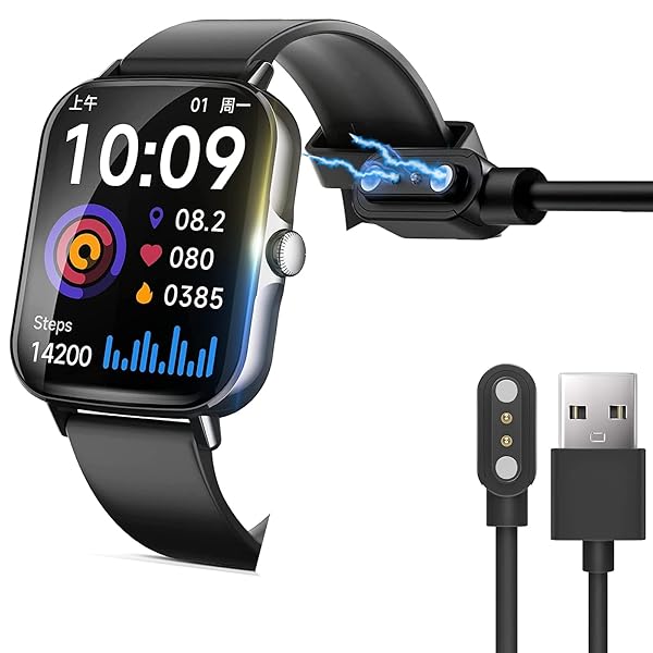 Lamshaw for HEYTOUR スマートウォッチ ケーブル, USB 磁気充電ケーブル 磁気吸着 1メートル ピン間の距離 7.62mm 対応 HEYTOUR スマートウォッチ 1.9インチ大画面 / HEYTOUR F107 スマートウォッ