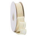 【Ribbonitlux】幅25mm バーラップワイヤーリボン 長さ18m ギフト包装、蝶結びの作り方、ナチュラルなウェディングの装飾、クリスマスツリーの飾りに最適 #810アイボリー