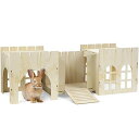 Navaris うさぎ用ハウス うさぎ おもちゃ ペットハウス - うさぎ 小屋 トンネル うさぎ小屋 ウサギ小屋 - 簡単組み立て 耐久性 114x40x38.5cm MDF 松の木