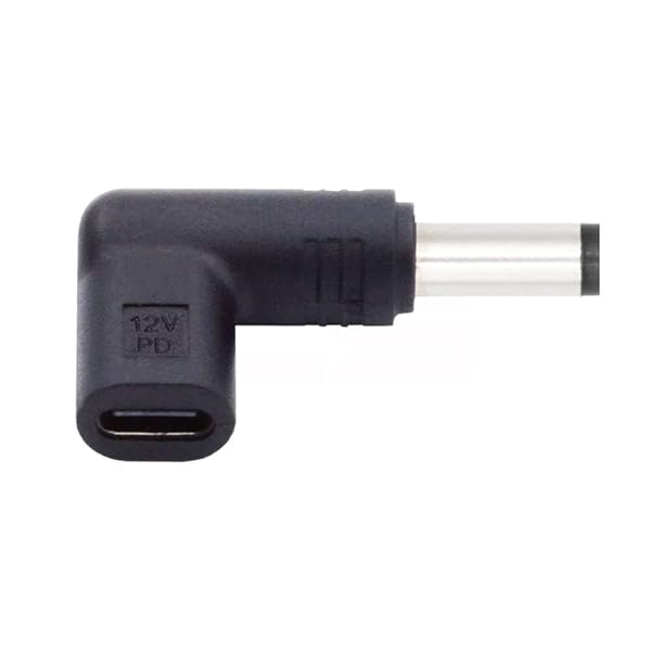 Cablecc USB 3.1 タイプ C USB-C メス - DC 12V 5.5x2.1mm プラグ 90 度角度付きアダプター PD エミュレーター トリガー