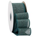 【Ribbonitlux】幅50mm バーラップワイヤーリボン 長さ18m ギフト包装、蝶結びの作り方、ナチュラルなウェディングの装飾、クリスマスツリーの飾りに最適 #347ティール