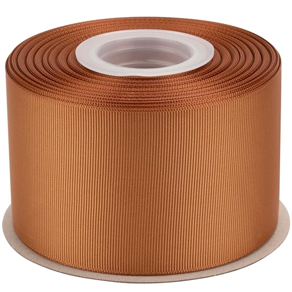 【IDECORRIBBONS】グログランリボン 幅63mm×全長22m ゴールデンブラウン(#846) 1ロール｜結婚式・リボ..