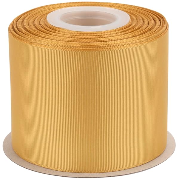 【IDECORRIBBONS】グログランリボン 幅75mm×全長22m ゴールド(#687) 1ロール｜結婚式・リボンヘアゴム・プレゼントラッピング・DIY手芸