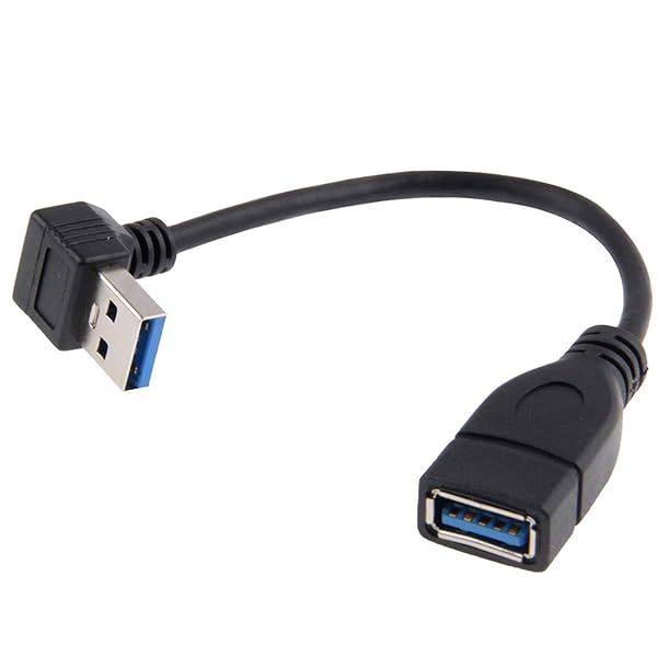 Cablecc USB 3.0 Type-Aオス-USB 3.0 Type-Aメス延長ケーブル20cm 5Gbps 90度 (Down Angled)