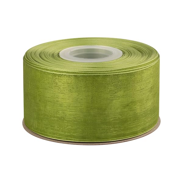 【Ribbonitlux】幅50mm オーガンジーリボン 長さ45m 結婚式 服飾 ラッピング ちょう結び リボン #570モス