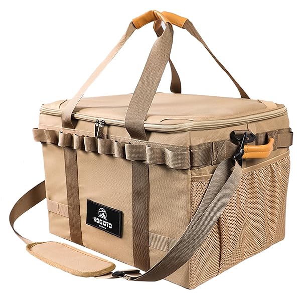 YOGOTO キャンプ ソフトコンテナ 収納ボックス ギアボックス ツールボックス 36L 60L トランク収納 大容量 車載収納 ソロ用 底面防水 仕切り付き 折り畳み式 工具バッグ メッシュポケット付き デージーチェーン付き ショルダーストラップ
