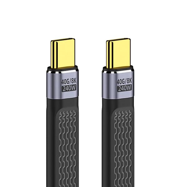 Cablecc 240W フラットスリム FPC Type-C USB-C to USB4 100W オス - オス データ 8K ケーブル ラップトップ電話用