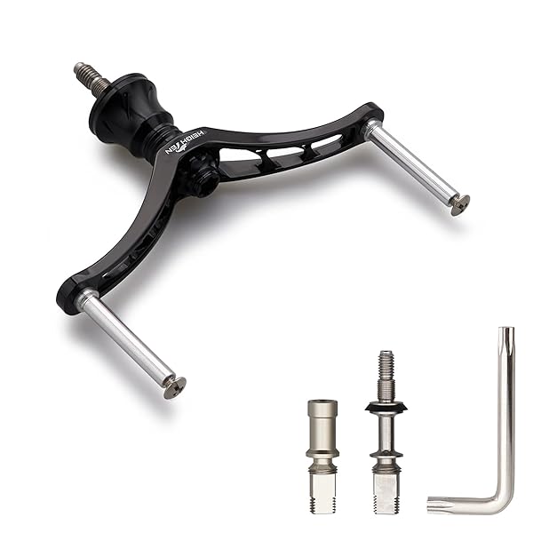 HEIGHTEN 80/92/95/98/110mm リール ハンドル (ノブ無し) シマノ(Shimano) ダイワ(DAIWA) 通用 スピニングリール 用 (80mm - ブラック) (0110)