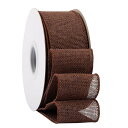 【Ribbonitlux】幅50mm バーラップワイヤーリボン 長さ18m ギフト包装、蝶結びの作り方、ナチュラルなウェディングの装飾、クリスマスツリーの飾りに最適 #850ブラウン