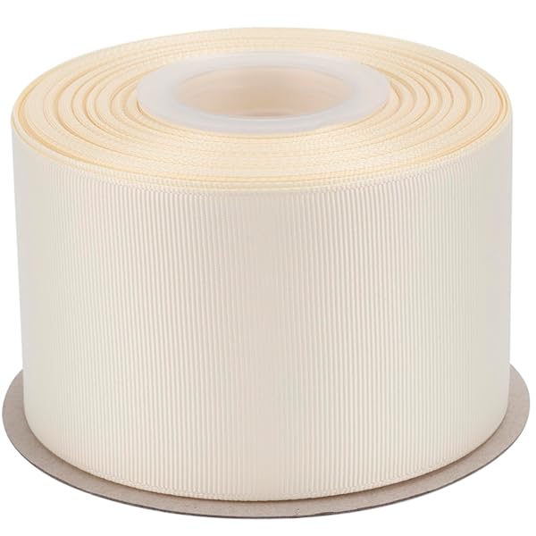 【IDECORRIBBONS】グログランリボン 幅63mm×全長22m アイボリー(#810) 1ロール｜結婚式・リボンヘアゴム・プレゼントラッピング・DIY手芸