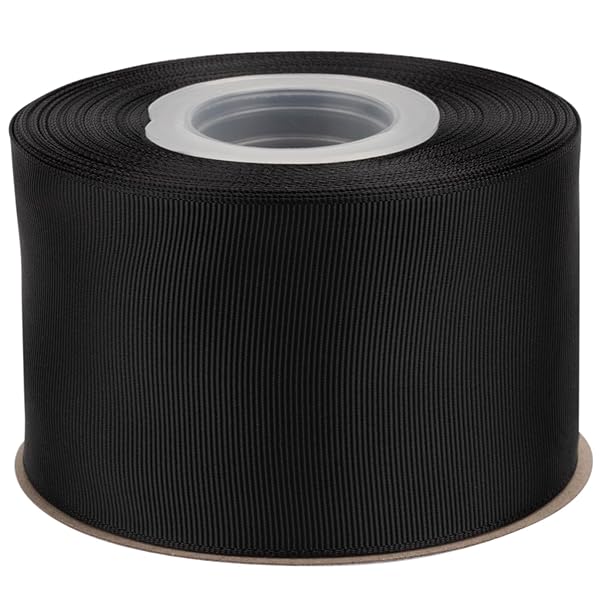【IDECORRIBBONS】グログランリボン 幅63mm×全長22m ブラック(#030) 1ロール｜結婚式・リボンヘアゴム・プレゼントラッピング・DIY手芸
