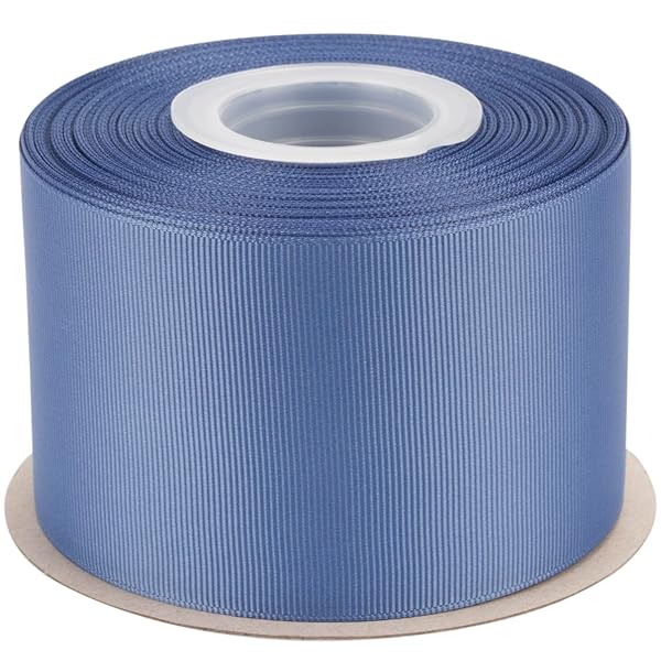 【IDECORRIBBONS】グログランリボン 幅63mm×全長22m スモークブルー(#363) 1ロール｜結婚式・リボンヘ..