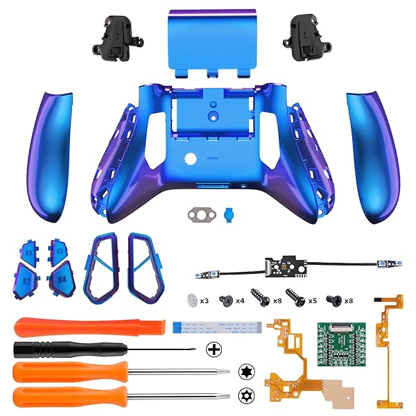 eXtremeRate xbox series S/X対応用VICTOR Xリマップキット、6プロファイル＆ブラック・リデザイン・バックシェル＆サイドレール＆4つのバックボタン-コントローラーは含まれていません【レッド、パープル、ブルー】