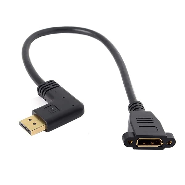 CY DisplayPort ディスプレイポート オス-メス 90度 左下角度延長ケーブル 4K 60hz対応