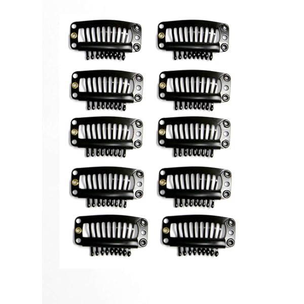 ウイッグ用固定ピン クリップストッパー金具10個 (黒)