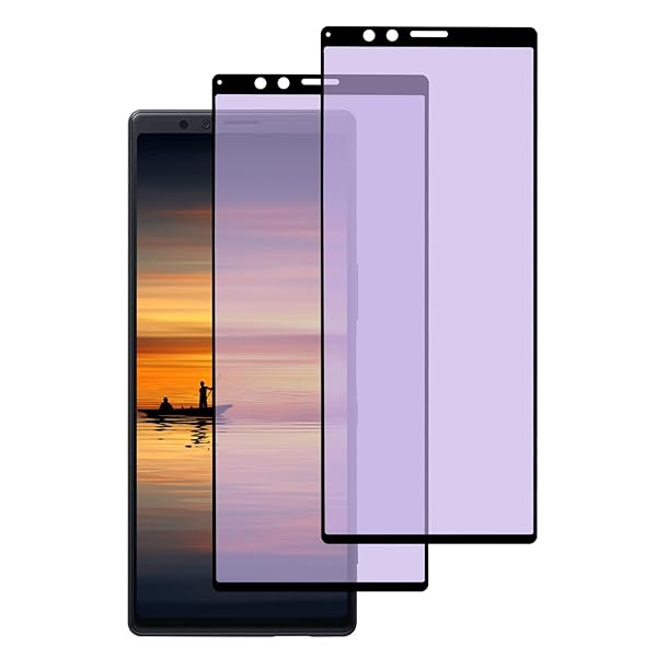 【2枚入り】 Xperia 1 用 ガラスフィルム ブルーライトカット 全面保護 SOV40 SO-03L フィルム エクスペリア 1 強化ガラス 液晶保護フィルム 【干渉しない/指紋防止/貼り付け簡単/気泡ゼロ】