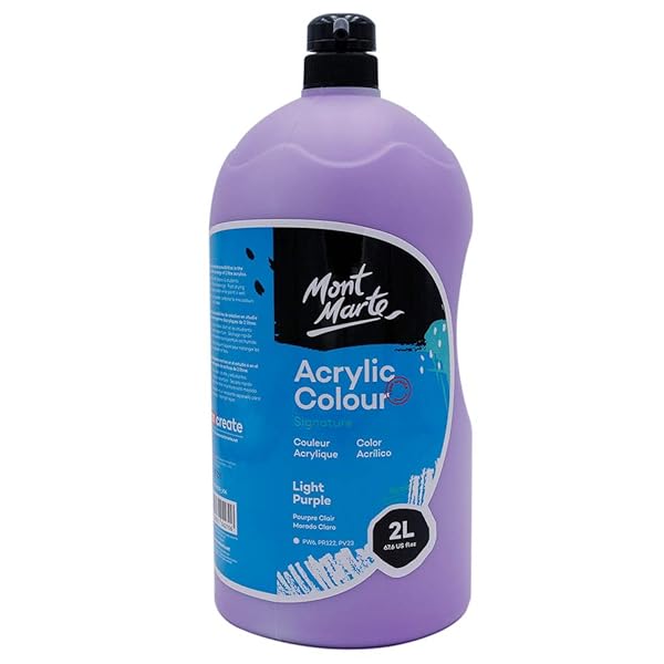 Mont Marte アクリル Light Purple 2リットル 2L ポンプ付き 速い乾燥 被覆力強い 学生や芸術家に向き Acrylic Paint