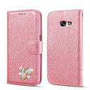 QLTYPRI ギャラクシー Galaxy A5 2017 ケース 手帳型 PU キラキラ カード収納 横置き Qi充電 ストラップ