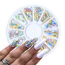 Kingsie ラインストーン AB色クリスタル 12種セット オーロラクリスタル ケース入 ジェルネイル ネイルパーツ フラットバック ハート しずく 楕円