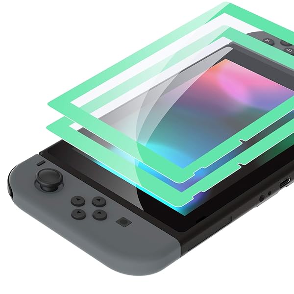 eXtremeRate switchに対応用透明なHDクリアセーバー保護フィルム、nintendo switchに対応用強化ガラススクリーン保護フィルム［傷防止、指紋防止、飛散防止、バブルフリー］【ミントグリーン】