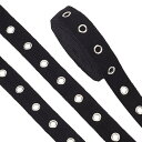 BENECREAT 約5.7m ブラック コットンリボン シルバー合金アイレット付き 幅約25mm アイレットツイルテープ 縫製DIY ハンドメイド製作用
