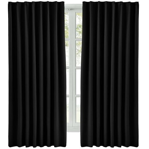 Hansleep カーテン 1級遮光 幅100cm丈80cm ブラック 断熱 防寒 防音 省エネ 厚手 無地 おしゃれ 洗える リビング用 (ブラック, 幅100cm×丈80cm) Hansleep カーテン 1級遮光 幅100cm丈80cm ブラック 断熱 防寒 防音 省エネ 厚手 無地 おしゃれ 洗える リビング用 (ブラック, 幅100cm×丈80cm)