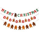 クリスマス 飾り 3セット フェルト クリスマス ガーランド バナー 飾り付け Merry Christmas ジンジャーマン クリスマスツリー オーナメント おしゃれ 壁飾り 窓 玄関 装飾 (C)