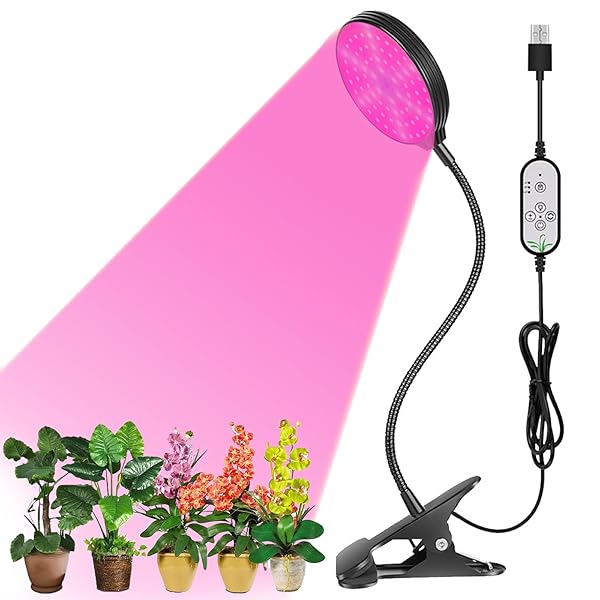 PAVIKE 植物育成ライト 15W LED植物育成灯 タイマー付き 観葉植物 ライト（4 H/8 H/12 H）自動オン/オフ 防水機能 3種類の点灯モード 5つの明るさ 360°調節可能 usb給電 高輝度ライト 調節可能なグースネック 日照不足