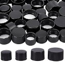 BENECREAT 56点4サイズ ボトルキャップ プラスチックキャップ 内径18mm/24mm/28mm 小分け用キャップ 収納キャップ 螺旋蓋 詰め替え用 バイアル ブラック