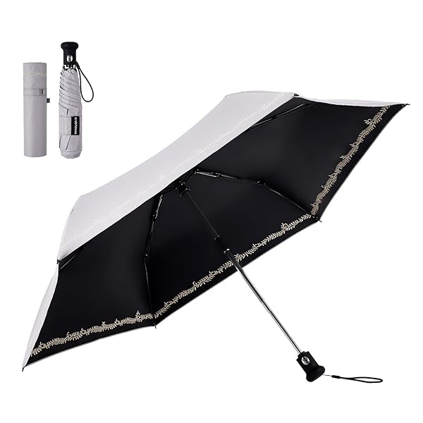 konciwa 刺繍の日傘 UVカット100 完全遮光 遮熱 折りたたみ傘 軽量 折り畳み 熱中症対策 日焼け止め 肌を守る 折畳み晴雨兼用 耐風頑丈 携帯便利...