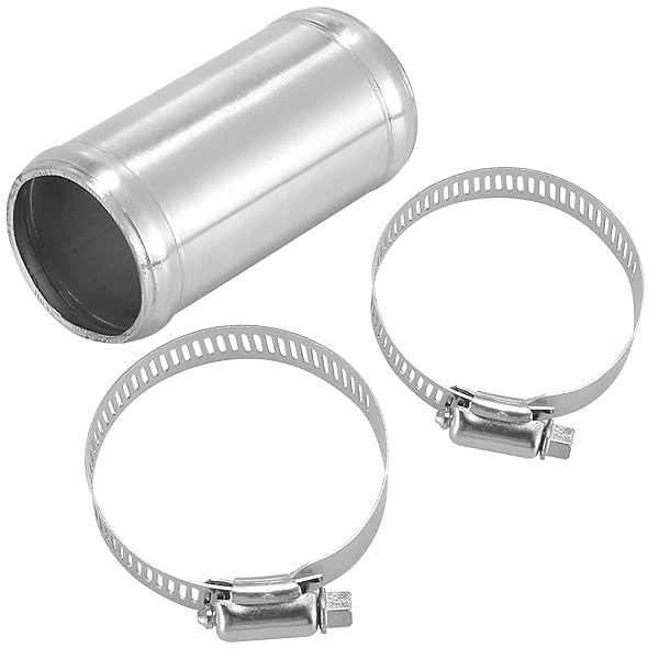 ACROPIX 車の水温温度ジョイントパイプ アルミ合金 ホースジョイントチューブ クランプ付き 外径38 mm ..