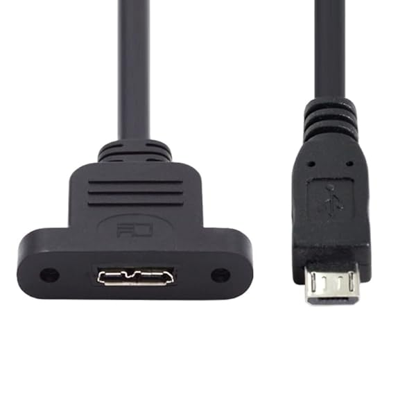 CY Cable Micro USB 2.0 5ピン オス - Micro 3.0 Type-B メス ネジマウントタイプ 延長ケーブル 480Mbp..