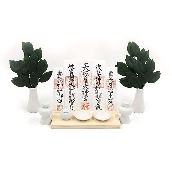 Shizuka-JP 壁掛け用神札立（神棚）神棚 筋斗雲 浮き彫り祖霊舎 三社 幅18cm 神道 祭事 神様 神札 便利グッズ・神具 … (三社(30x18x14cm))