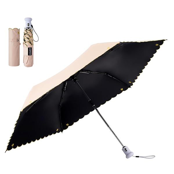 konciwa 刺繍の日傘 UVカット100 完全遮光 遮熱 折りたたみ傘 軽量 折り畳み 熱中症対策 日焼け止め 肌を守る 折畳み晴雨兼用 耐風頑丈 携帯便利...