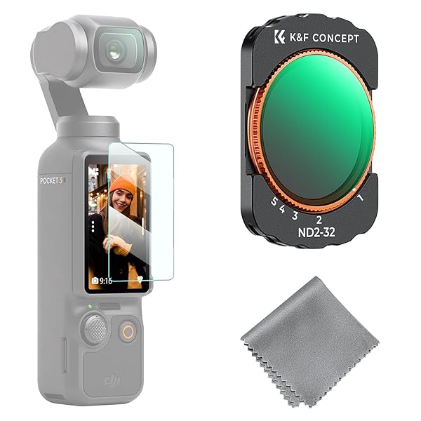 K&F Concept DJI OSMO Pocket 3用NDフィルター ND2-32 可変 フィルター 磁気着脱式 装着便利 光量調整..