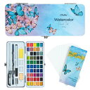 Ohuhu 固形水彩 水彩絵の具 50色 絵の具セット 水彩画 絵具 鮮やか 水彩 透明水彩 画材 塗り絵 スケッチ 大人 誕生日 クリスマス プレゼント コン...