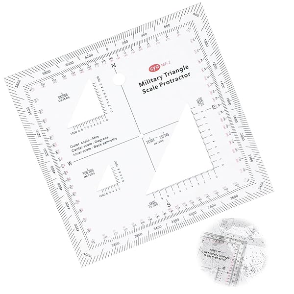 座標スケール 座標グリッドリーダーと分度器 実用的な軍事スタイル 分度器 透明地形図スケール ミリタリー分度器 座標スケールキャンプ測定ツール 読み取りツール用 座標系 ランドナビゲーション
