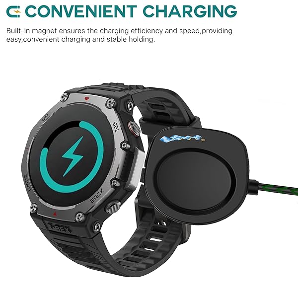 Lamshaw for Amazfit T-Rex 3 ���ޡ��ȥ����å� �����֥�, USB �������ť����֥� �������� 1�᡼�ȥ� �б� Amazfit T-Rex 3 48mm���ޡ��ȥ����å��� (�֥�å�)