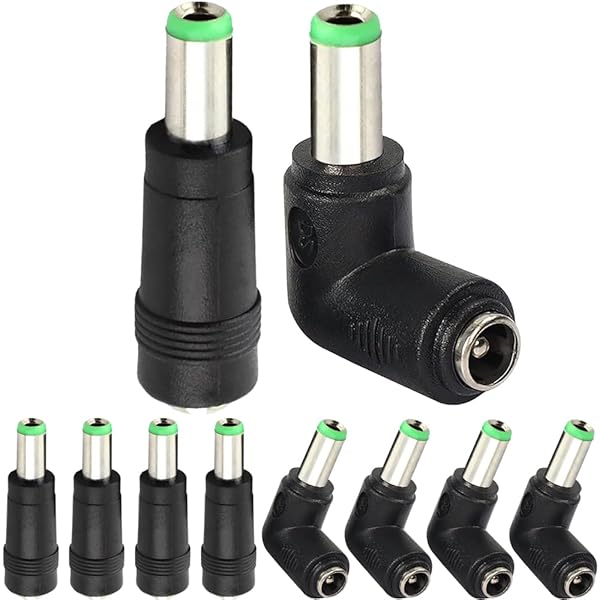 Xiatiaosann DC5.5x2.1mm雌~6.3x3.0mm雄DC電源プラグ&90度5.5x2.1mm雌~6.3x3.0mm雄DC電源プラグ ラップトップ用、DCケーブル(10パック)