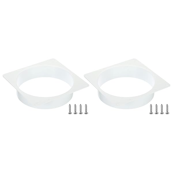 PATIKIL 200 mm ダクト接続フランジ 2個 乾燥機通気壁プレート 正方形-ラウンド直線ダクトプレート 暖..