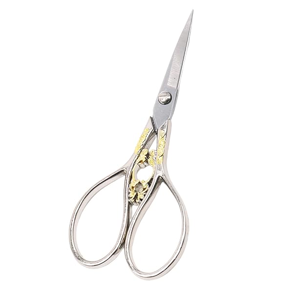 LIANHATA アンティーク手芸バサミ 花柄 110mm カットワークはさみ コンパクト 切れ味鋭い ステンレス ..