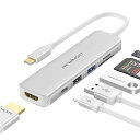 USB C ハブ 6-in-1アダプタ hdmi type-c ドッキングステーション PD 100W 急速充電ポート 4K@30HZ USB3.0 高速データ転送 SD/TFカード マルチディスプレイ Macbook proなど対応 轻量