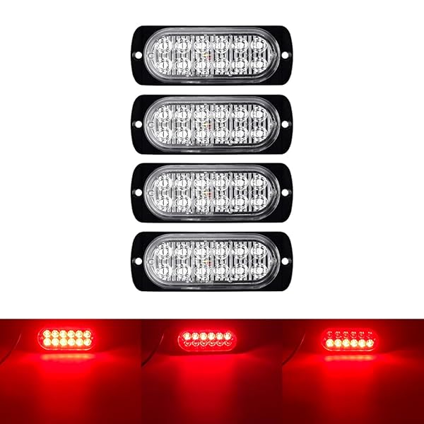 Catland ストロボライト LED ストロボ機能付き 警告灯 レッド 超薄型 サイドマーカー マーカー グリルマーカー ディライト 赤 トラックマーカー 非常灯 緊急用ランプ 点滅 バイク 自動車 乗用車 トラック トレーラー 12V 24V 車