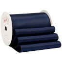 【Zofrud】サテンリボン幅100mm x 9m巻 - 手芸、ラッピング、 花束、ウェディングに最適 (ネイビー)