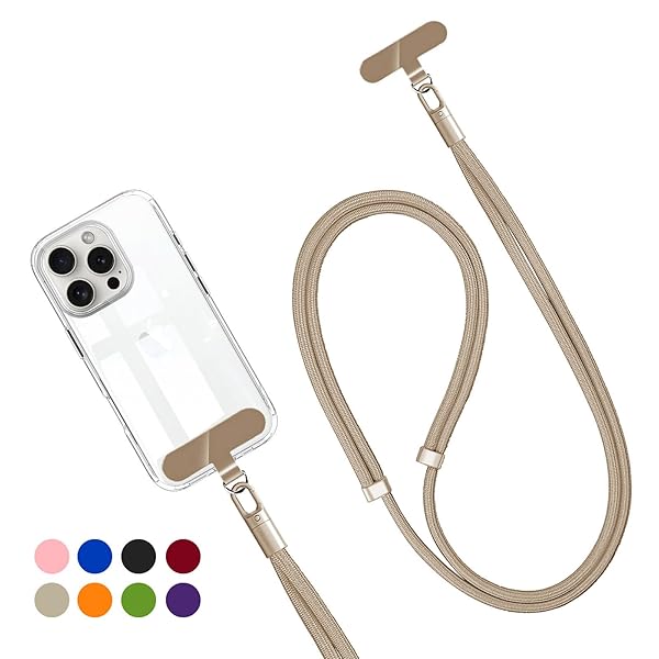スマホストラップ ストラップホルダー 長さ 調整可能 40cm～80cm 8色 斜めがけ 首掛け 肩掛け 全機種対応 携帯ストラップ 落下防止 充電影響なし ネックストラップ ショルダーストラップ ベージュ