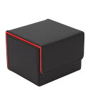 Venssu デッキケース トレカケース ストレージボックス 横入れ マグネット PU レザー 140枚「 各種 カードゲーム に使用可能 」スリーブ対応 (黒内装赤, M)