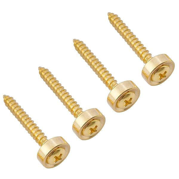 MusicLily エレクトリックギター/ベース用ネックジョイントブッシング＆ボルト、ゴールド(4個入)