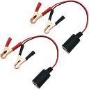 CTRICALVER シガーソケット ケーブル, 12V 24Vバッテリークリップタイプカーシガーソケットアダプター, カーバッテリー 接続 シガーソケットケーブル 直結型クリップ式 (2個)