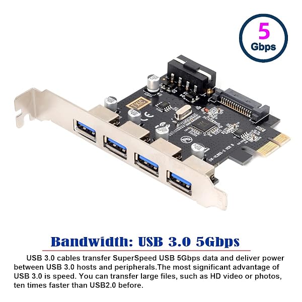 CYカード4ポートPCI-EからUSB 3.0 HUB PCI Express拡張アダプタ、マザーボード5 Gbps用