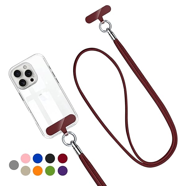 スマホストラップ ストラップホルダー 120cm 9色 斜めがけ 首掛け 肩掛け 全機種対応 携帯ストラップ 落下防止 充電影響なし ネックストラップ ショルダーストラップ レッド